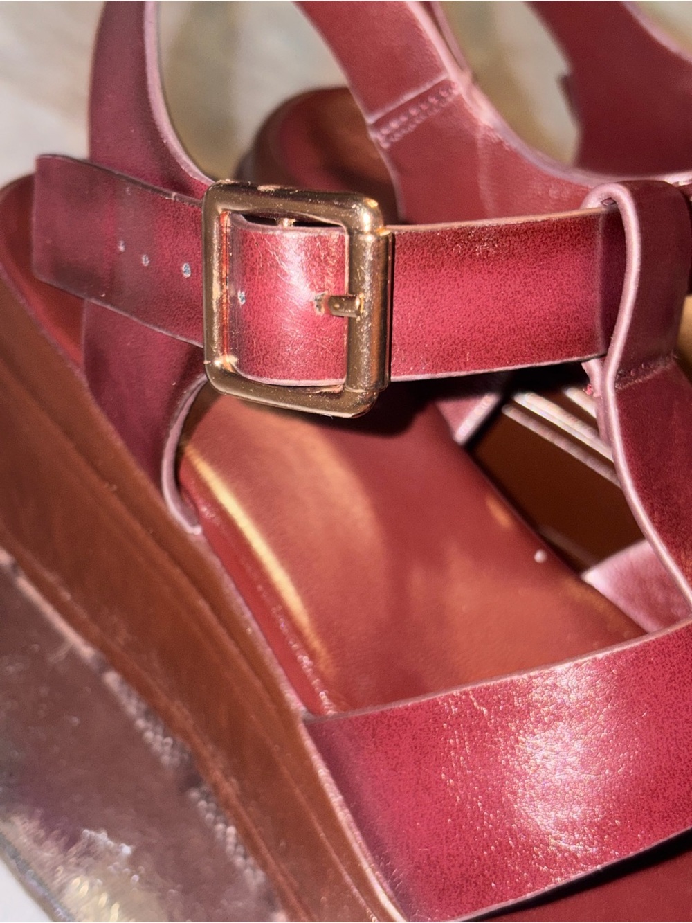 Abbleet Burgundy Wine Platform Wedge Sandals Women’s Size 9 Strappy - Picture 13 of 14